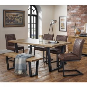 Dining Set Brooklyn Oak Dining Table 4 Brown Faux Leather Chairs And Dining Bench Bro105 with dimensions 1200 X 1200