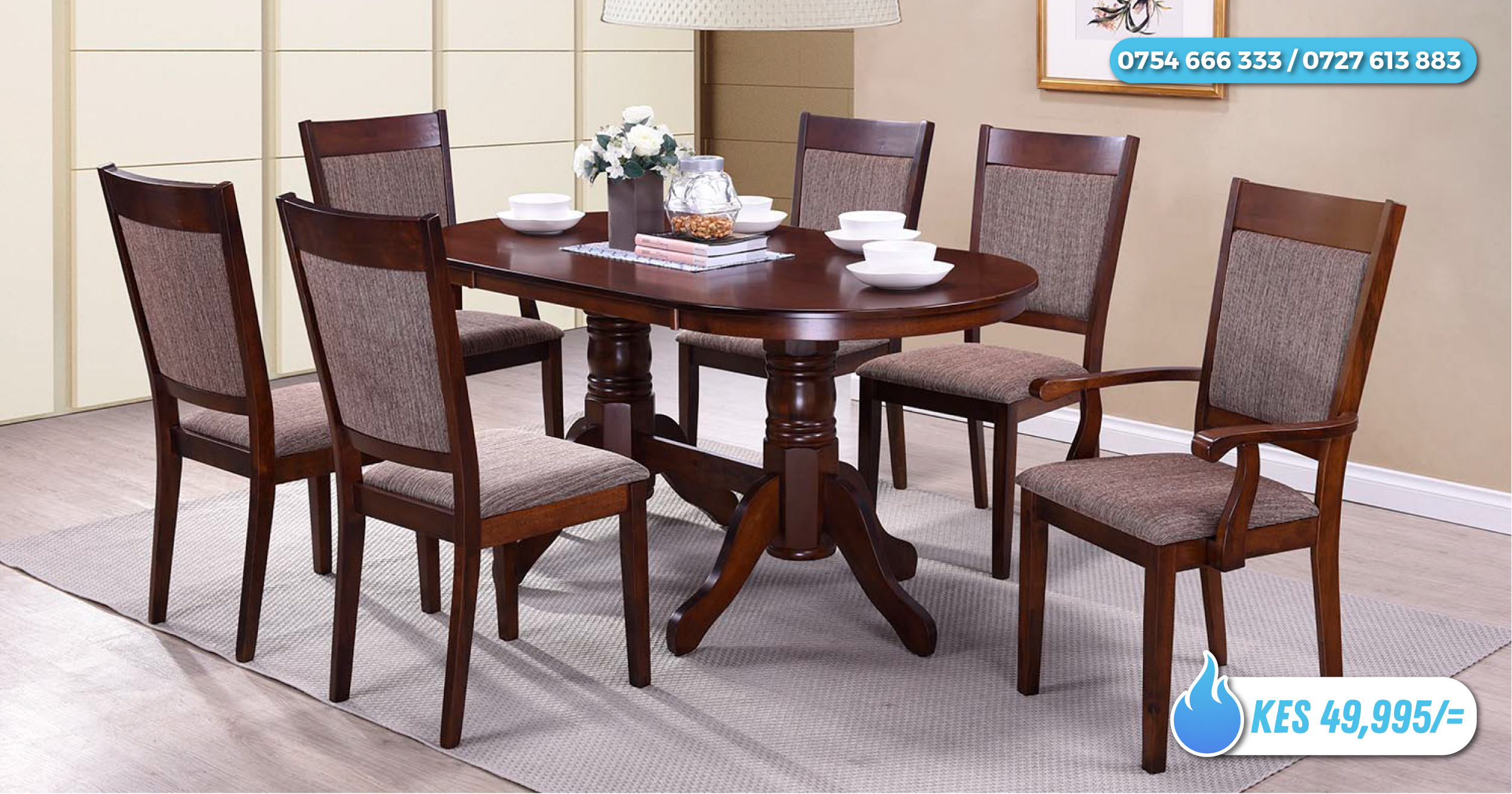 Dining Table 6 Seater Oval O1 for measurements 2500 X 1313