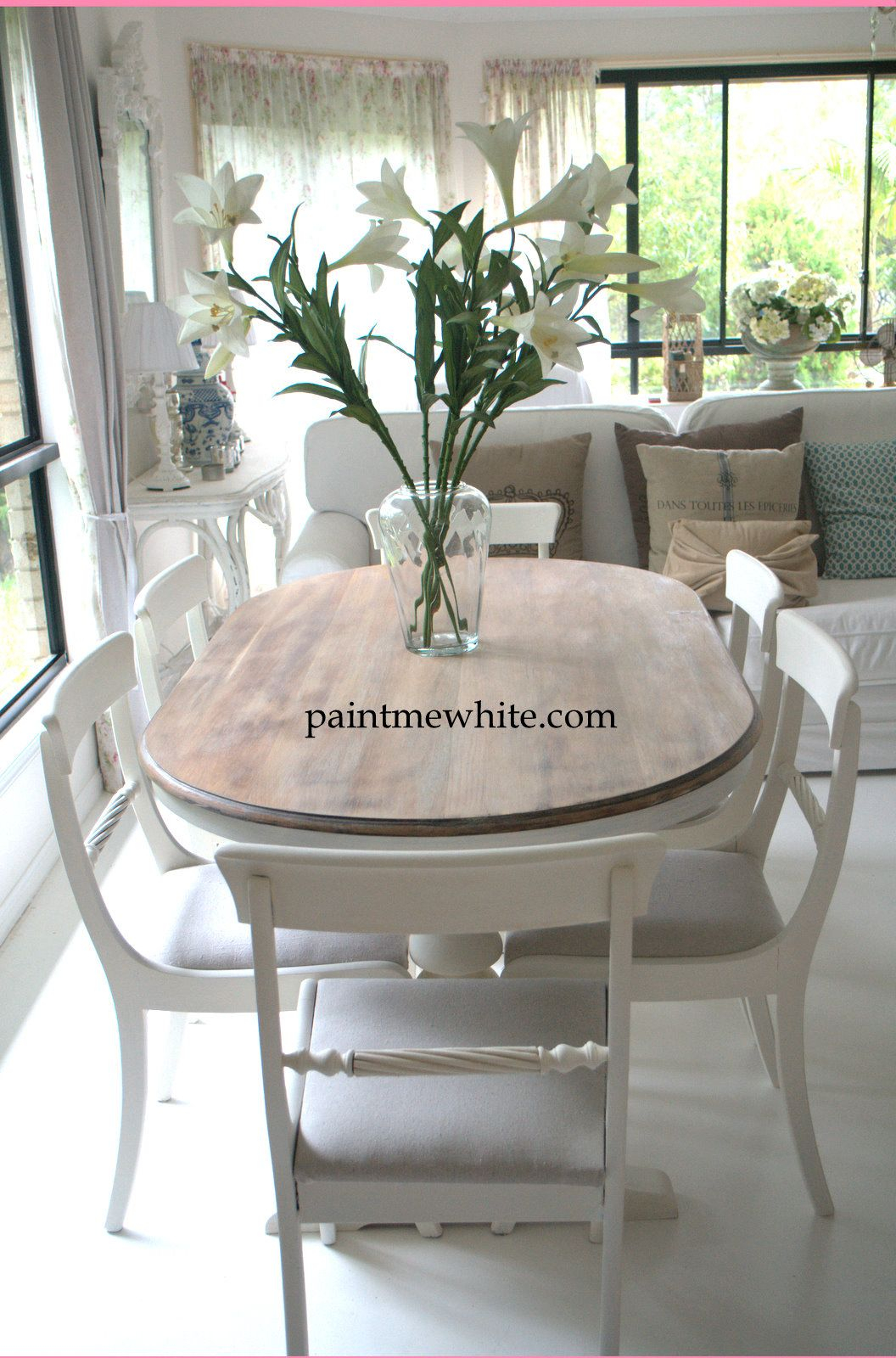 Dining Table Makeover Whitewash Table Top And White Chalk with proportions 1056 X 1600