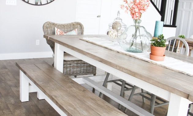 Diy Farmhouse Table And Bench Rustic Farmhouse Table Easy with regard to size 900 X 1350