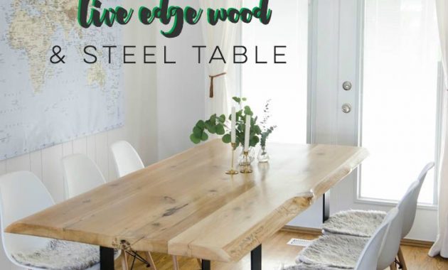 Diy Live Edge Table With Steel Base Diy Dining Table pertaining to size 750 X 1068