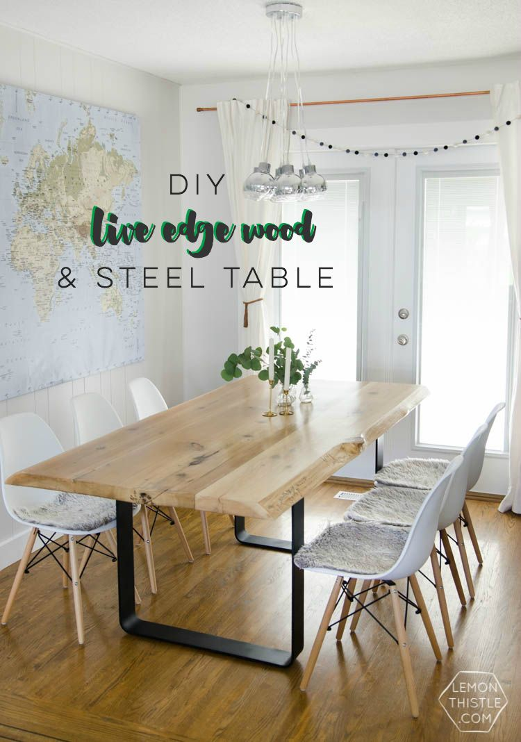 Diy Live Edge Table With Steel Base Diy Dining Table pertaining to size 750 X 1068