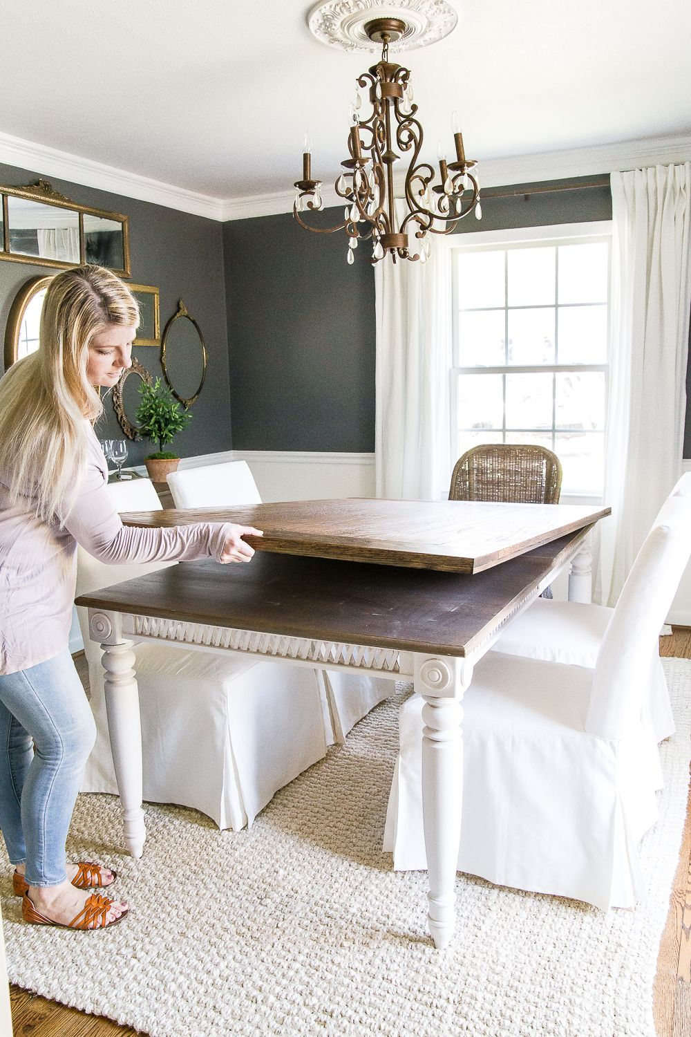 Diy Retrofitted Dining Table Top Dining Table Redo Diy with sizing 1000 X 1500