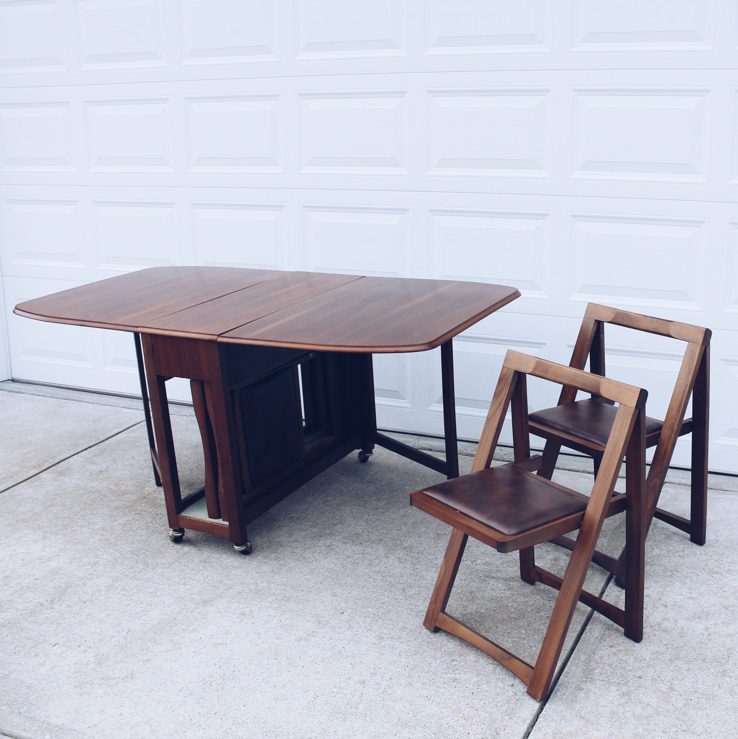 Drop Leaf Gateleg Dining Table With 4 Storable Chairs Set for proportions 2846 X 2848