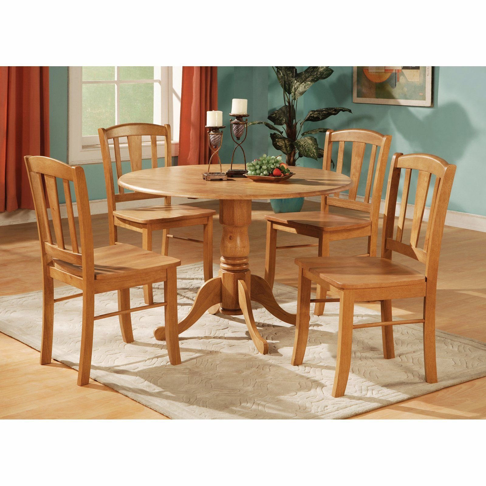 East West Furniture Dublin 5 Piece Drop Leaf Dining Table inside proportions 1600 X 1600