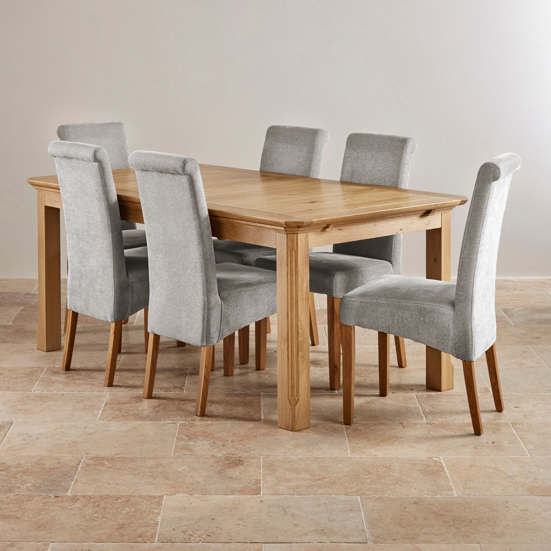 Edinburgh Solid Oak Dining Set 6ft Extending Table 6 with regard to measurements 1900 X 1900