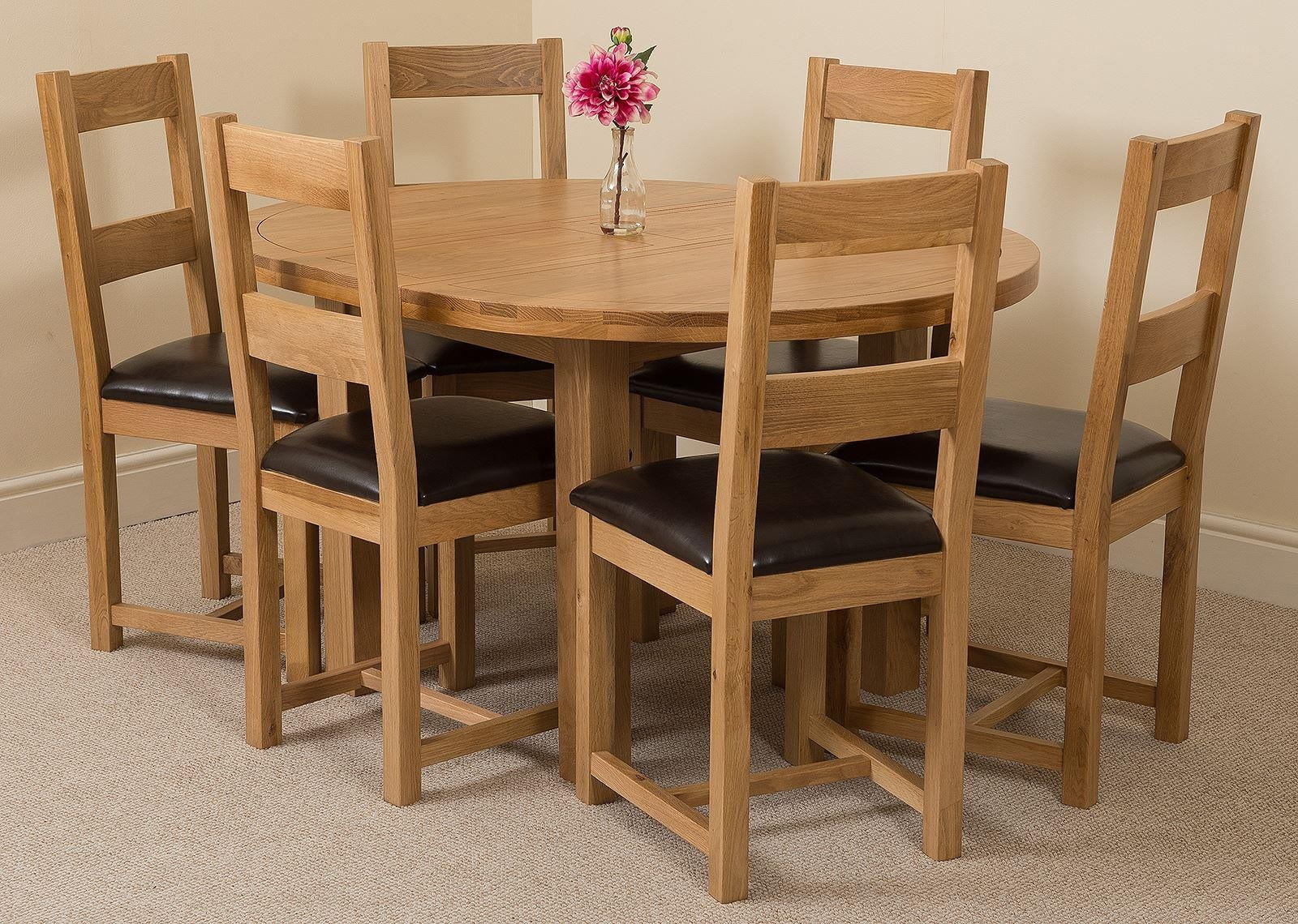 Edmonton Solid Oak Extending Oval Dining Table With 6 in measurements 1600 X 1140