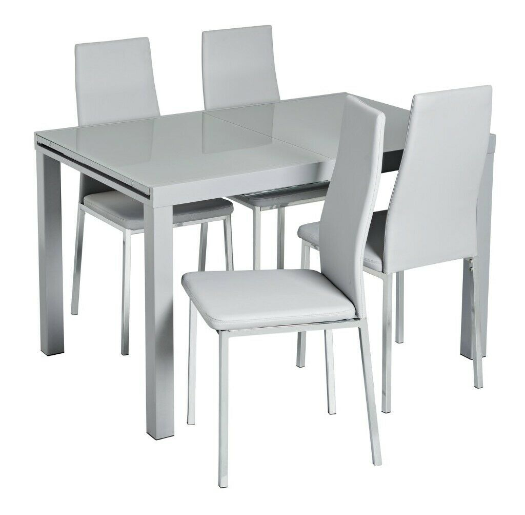 Ex Display Argos Home Anton Glass Extending Table 4 Grey Chairs In Bradford West Yorkshire Gumtree for proportions 1024 X 1003