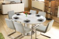 Extending Round Oval Dining Table Set White Gloss 6 Ice Grey Chairs throughout proportions 900 X 900