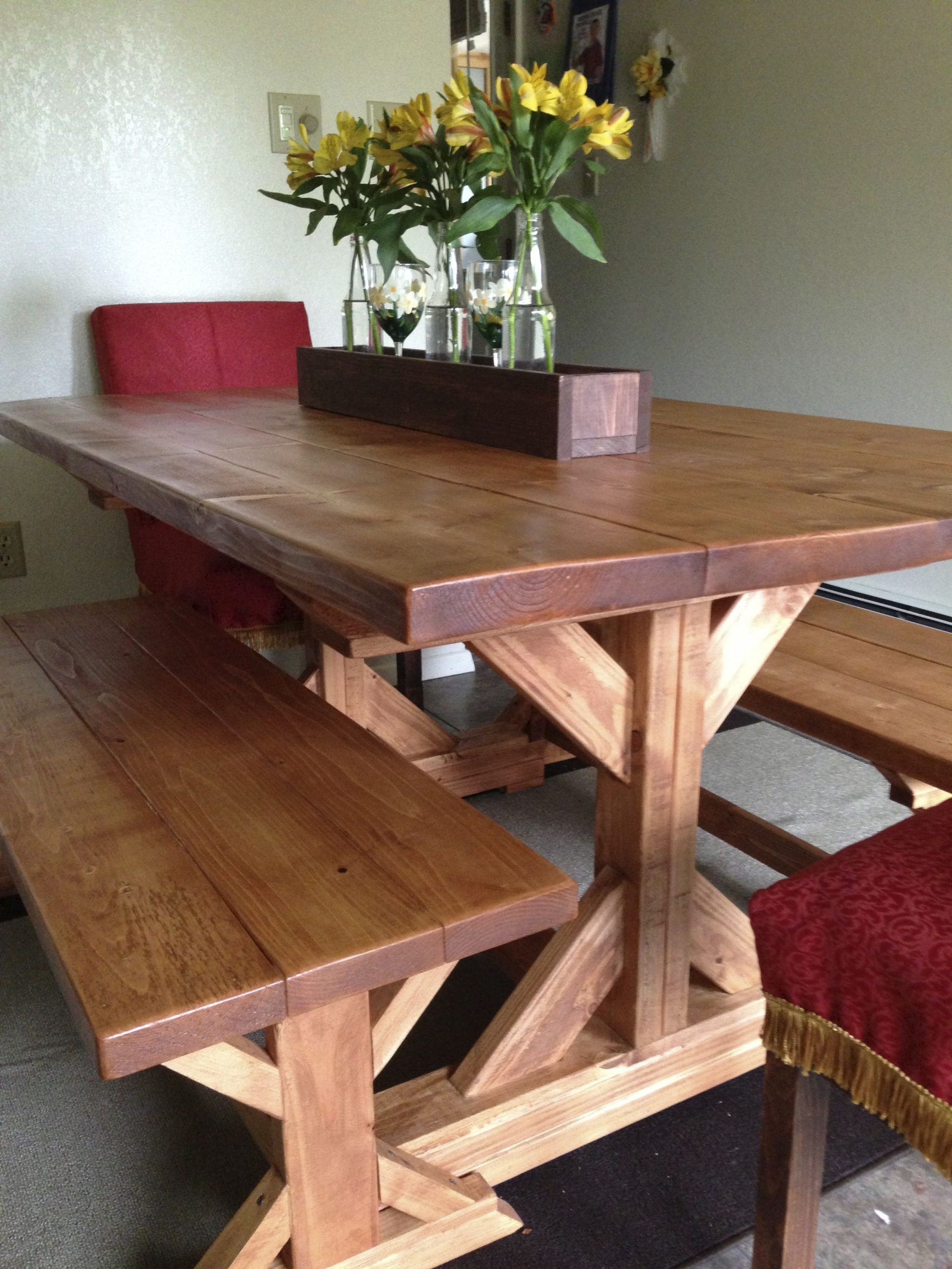 Fancy X Farmhouse Table And Benches Plans At Ana White inside proportions 2448 X 3264