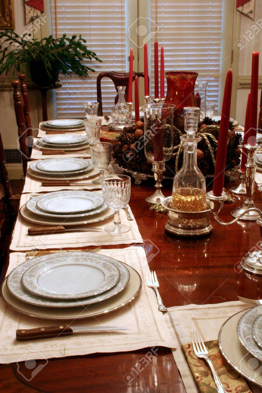 Formal Dining Table In Home Set For Holiday Dinner in dimensions 866 X 1300