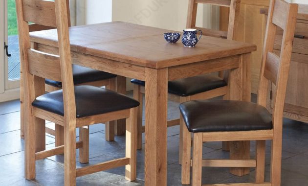 Furniture Line Hempstead Oak Rectangular Extending Dining Set With 4 Padded Seat Chairs 120cm 160cm for dimensions 1650 X 1380