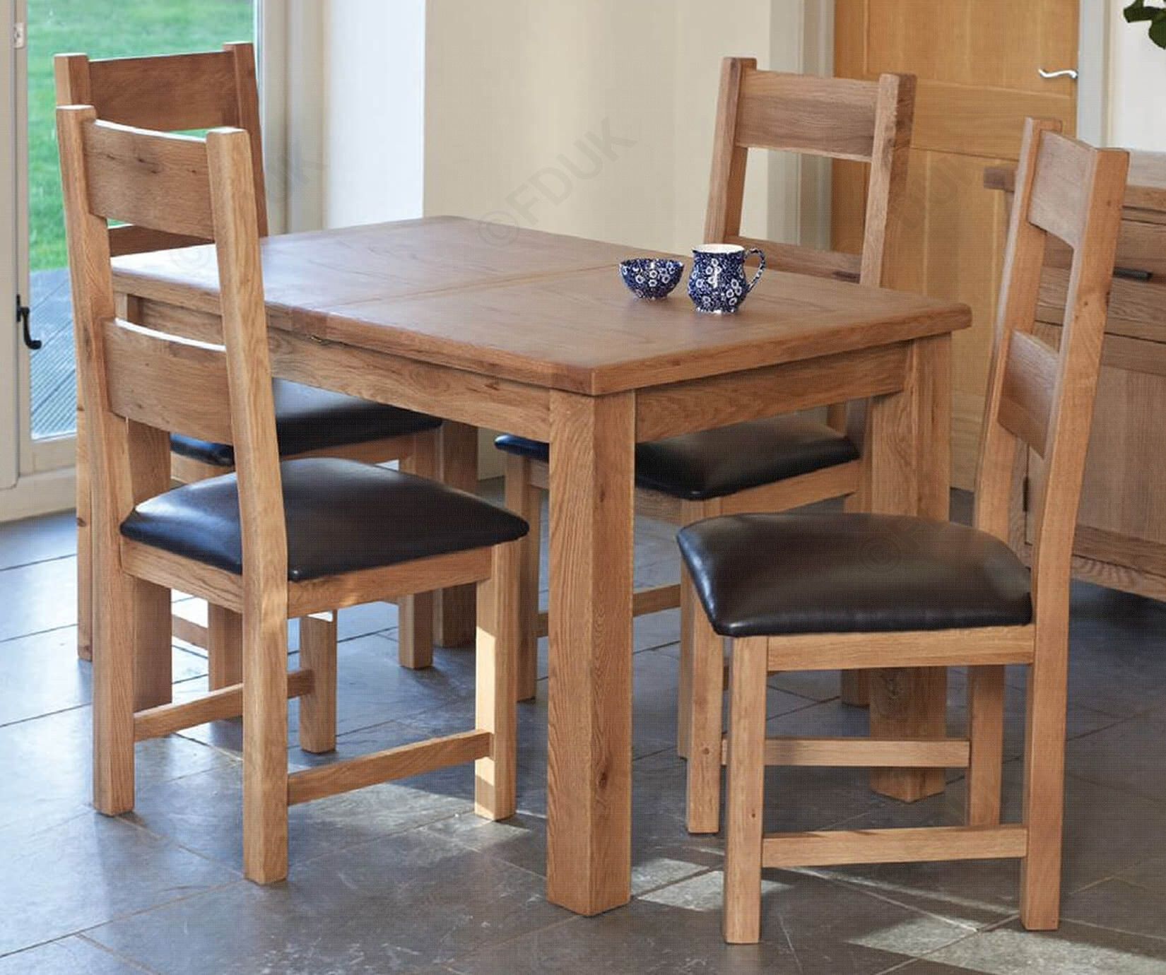 Furniture Line Hempstead Oak Rectangular Extending Dining Set With 4 Padded Seat Chairs 120cm 160cm for dimensions 1650 X 1380