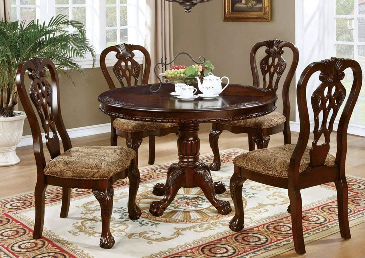 Furniture Of America Elana Round Dining Room Set In Brown Cherry throughout sizing 1200 X 848