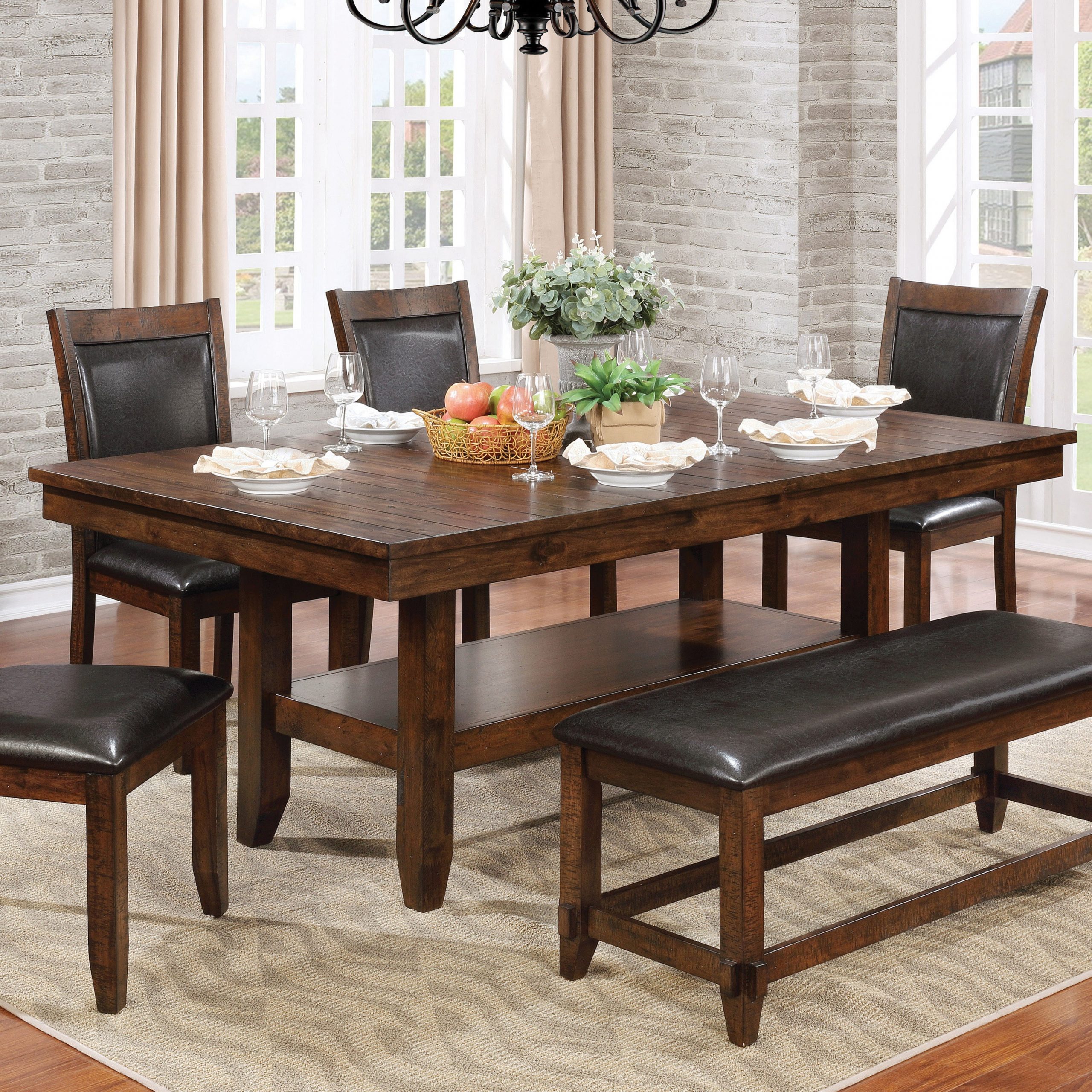 Furniture Of America Fete Rustic Cherry 78 Inch Rectangle Dining Table Cherry Brown in proportions 3500 X 3500