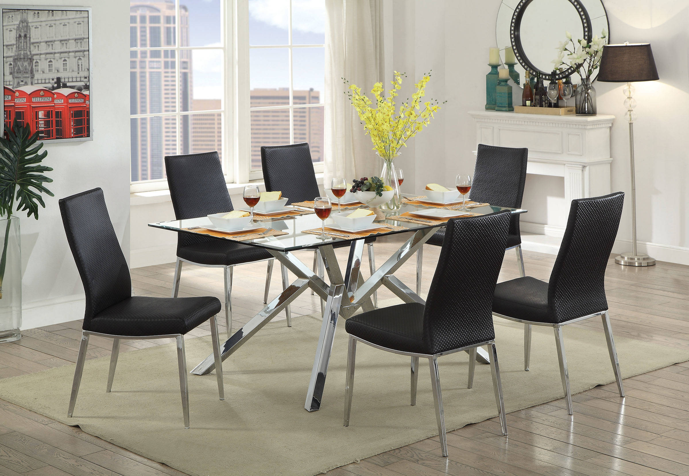 Furniture Of America Grace Black 7pc Dining Room Set The for dimensions 2400 X 1659