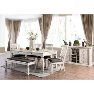 Furniture Of America Hish Rustic White 72 Inch Wood Dining Table Antique White throughout dimensions 3000 X 3000