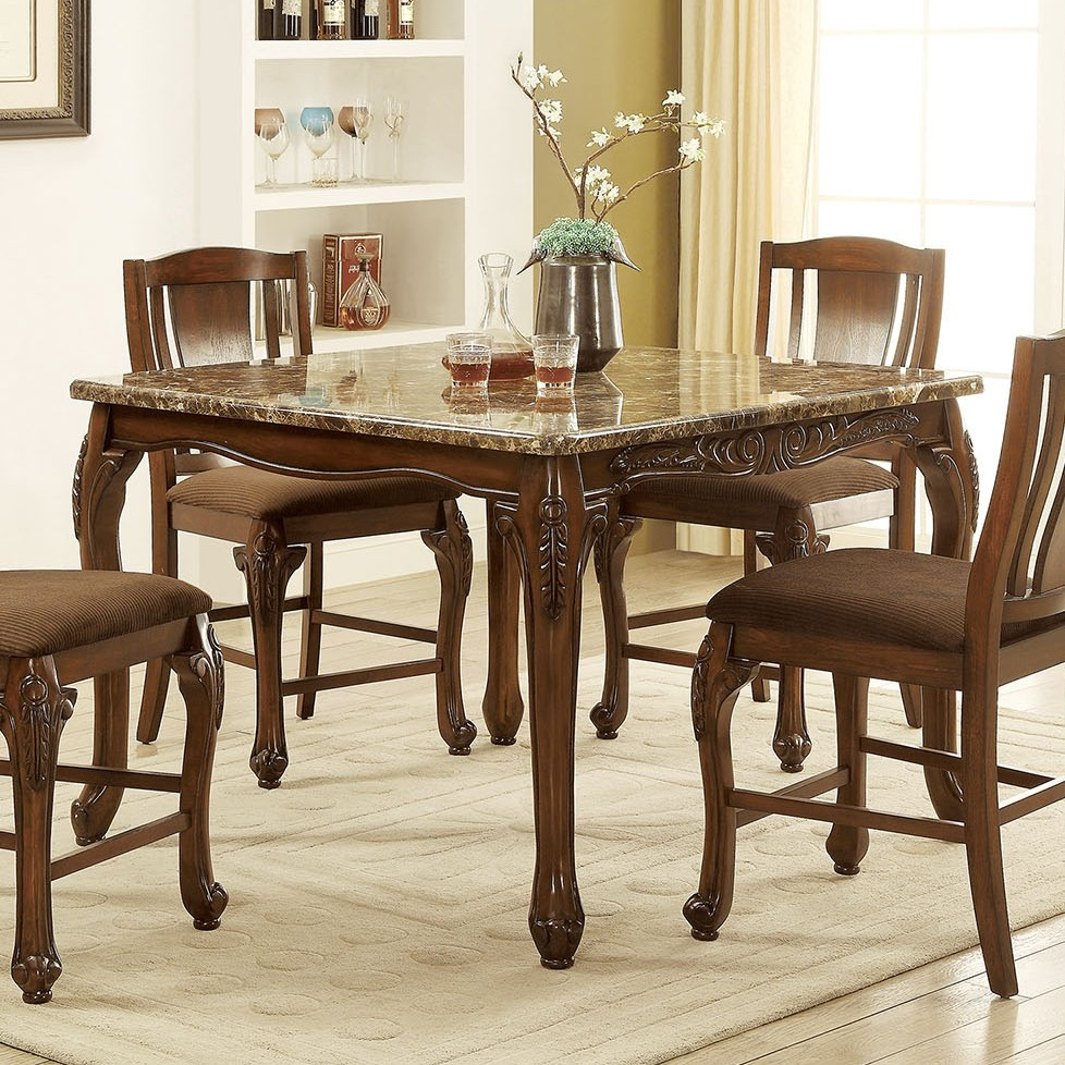 Furniture Of America Johannesburg Counter Height Dining Set In Brown Cherry for sizing 978 X 978