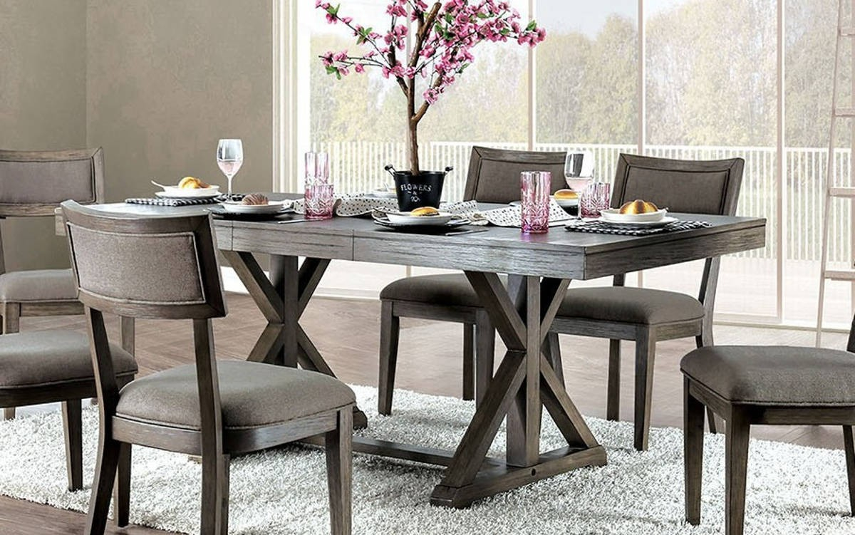 Furniture Of America Leeds Dining Table In Grey for sizing 1200 X 751