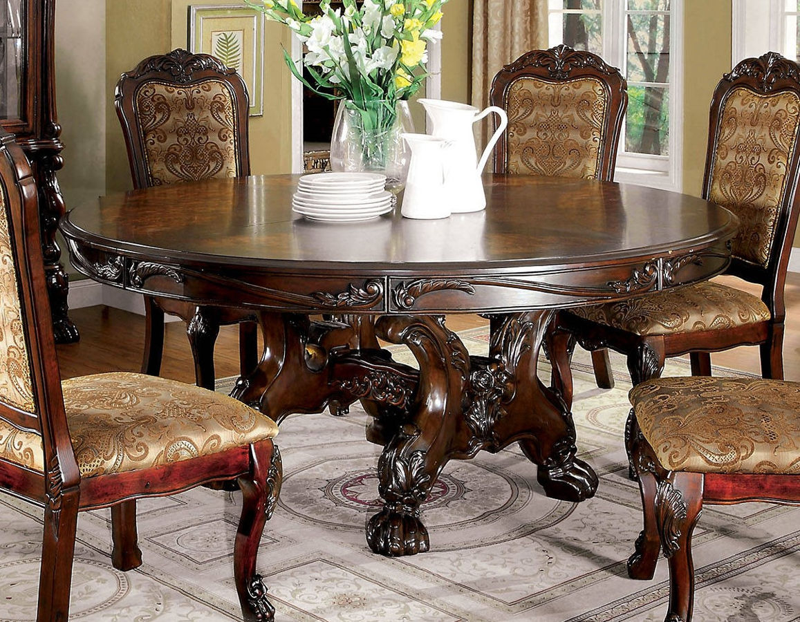 Furniture Of America Medieve Cherry Round Dining Table in proportions 1157 X 900