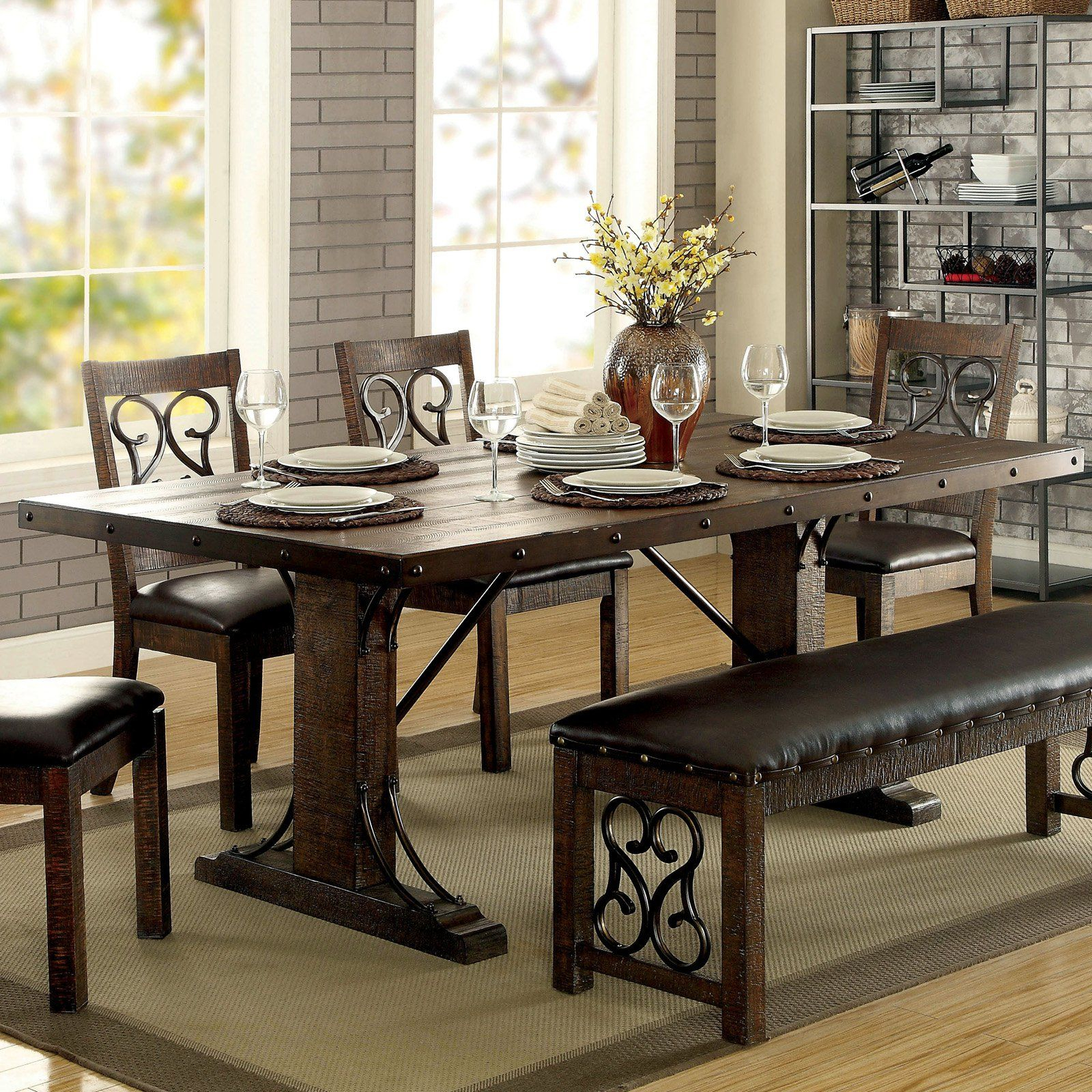 Furniture Of America Thwan Traditional Plank Style Metal with regard to dimensions 1600 X 1600