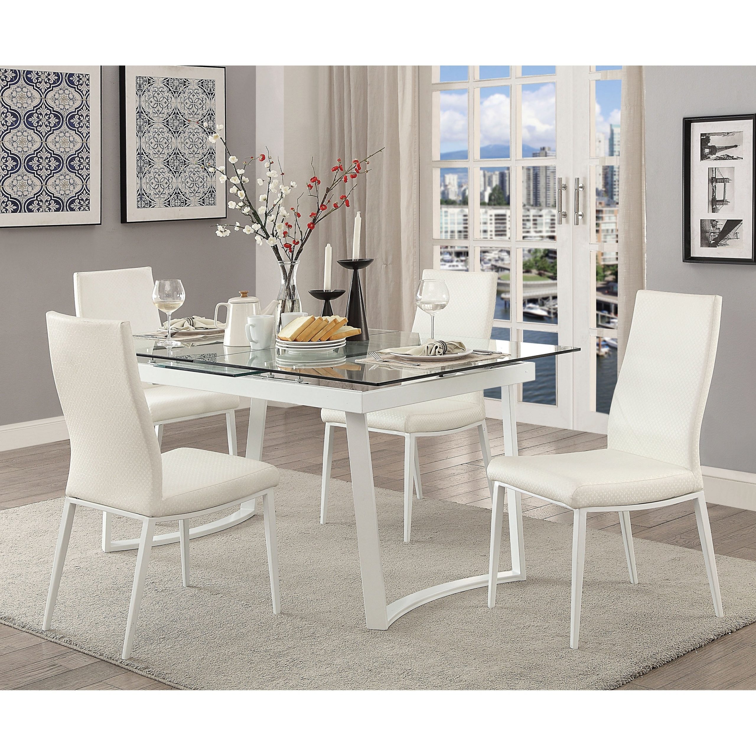 Furniture Of America Viva Contemporary White 5 Piece Dining Table Set within sizing 3000 X 3000