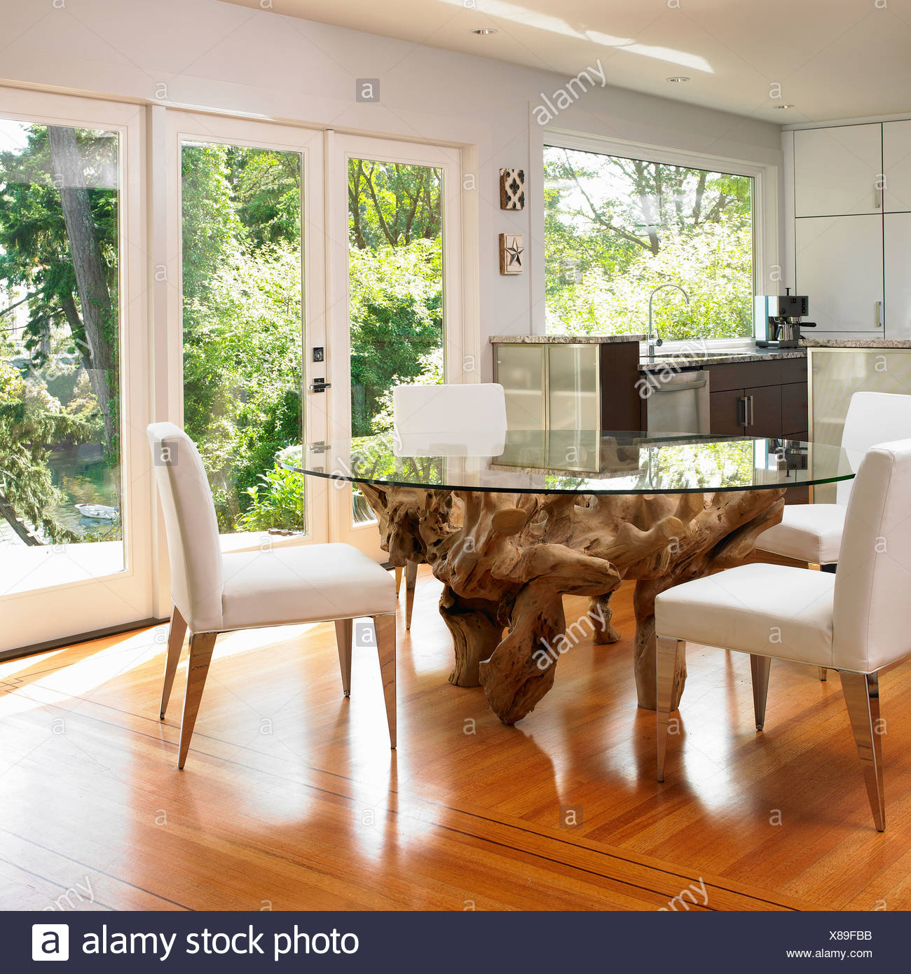 Glass Topped Dining Table With Large Tree Root Base with regard to measurements 1300 X 1390