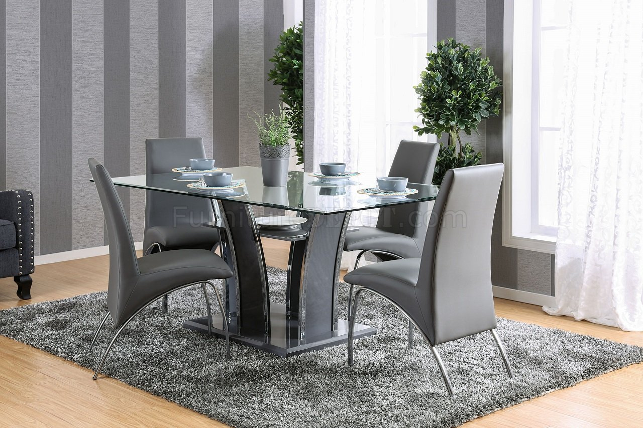Glenview I Cm8372gy 5pc Dinette Set In Gray Chrome Woptions inside sizing 1280 X 853