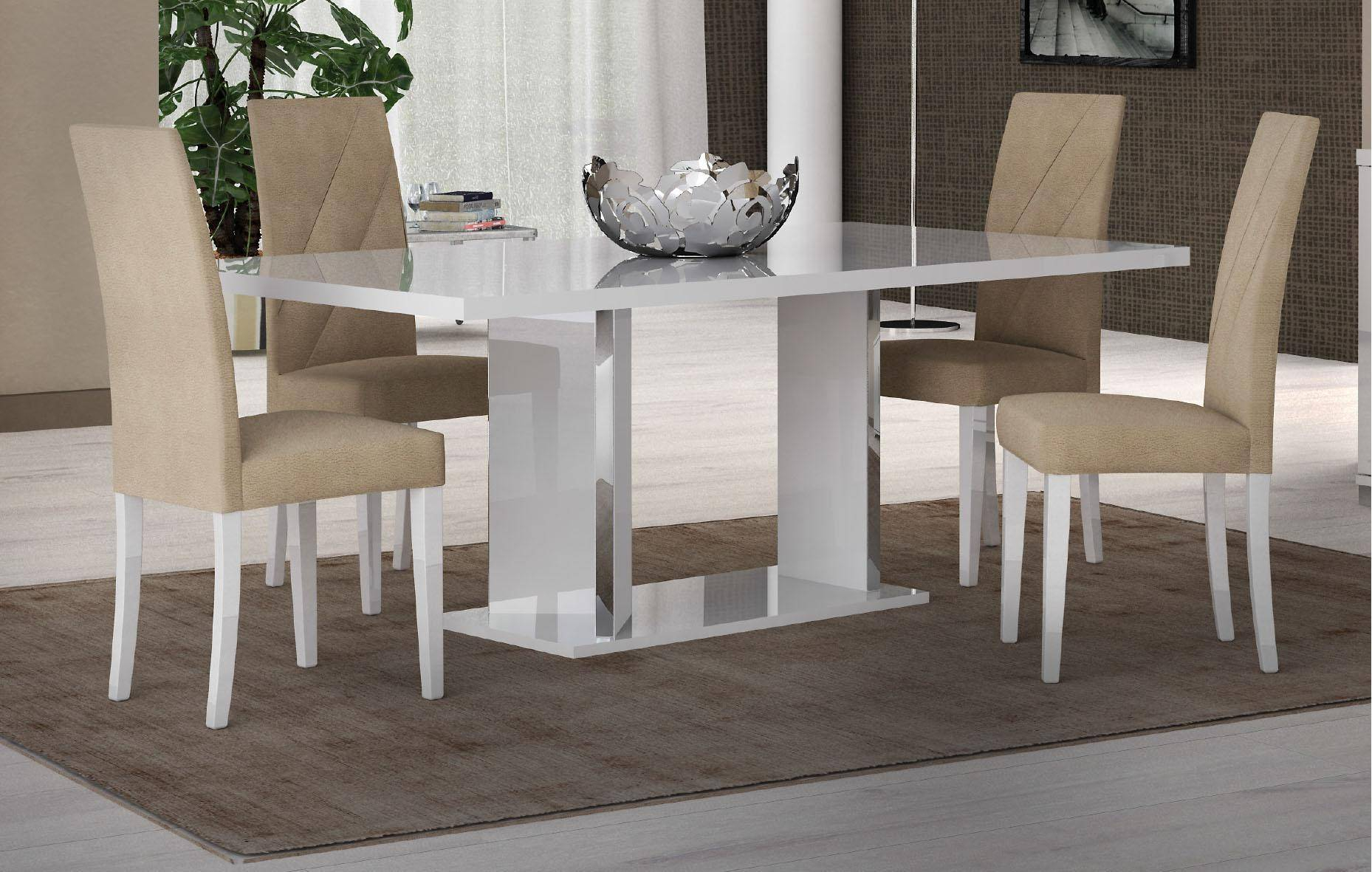 Glossy White Dining Room Set 8 Pcs Made In Italy with size 1858 X 1181