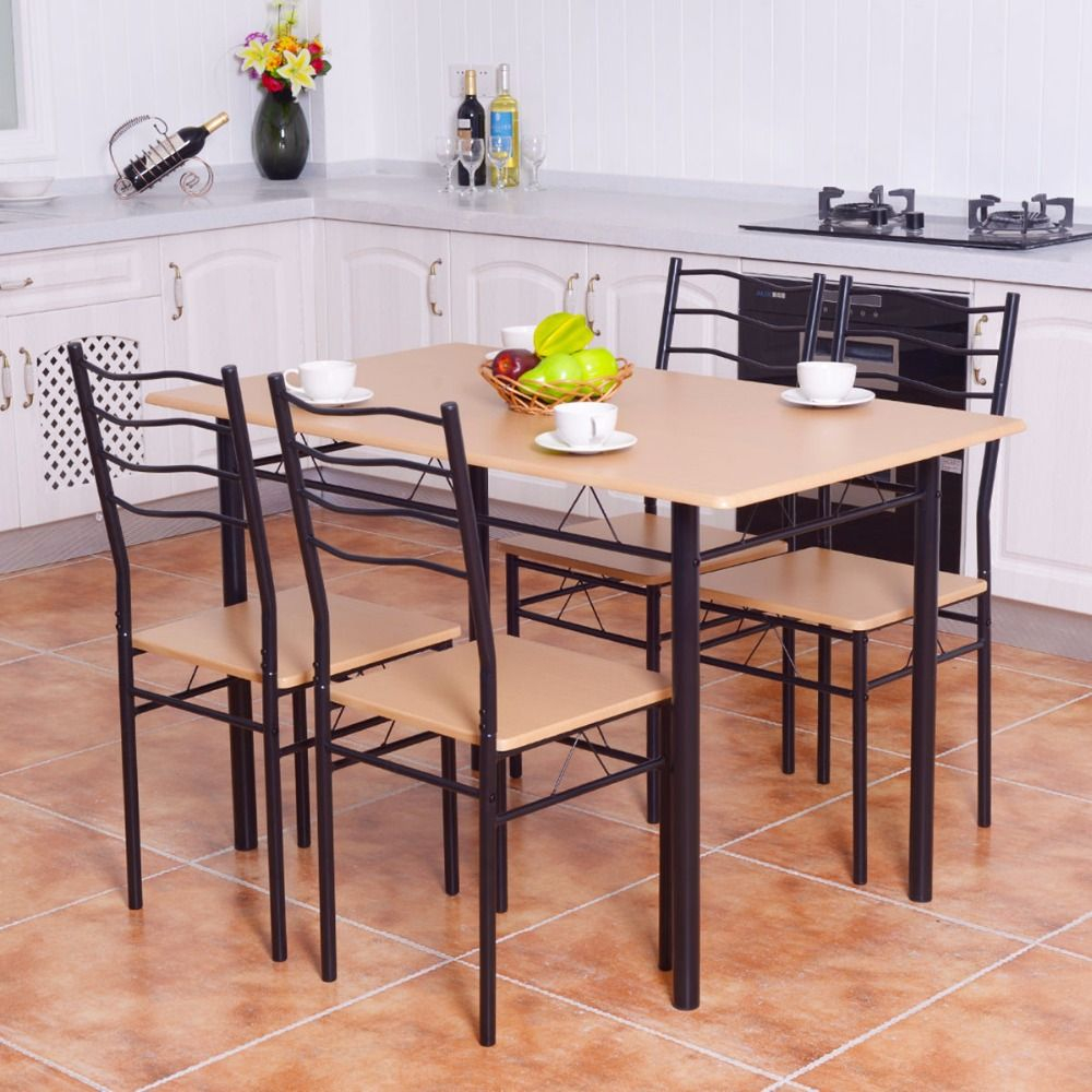 Goplus 5 Pieces Dining Table Set 1 Wooden Dining Table With intended for size 1000 X 1000