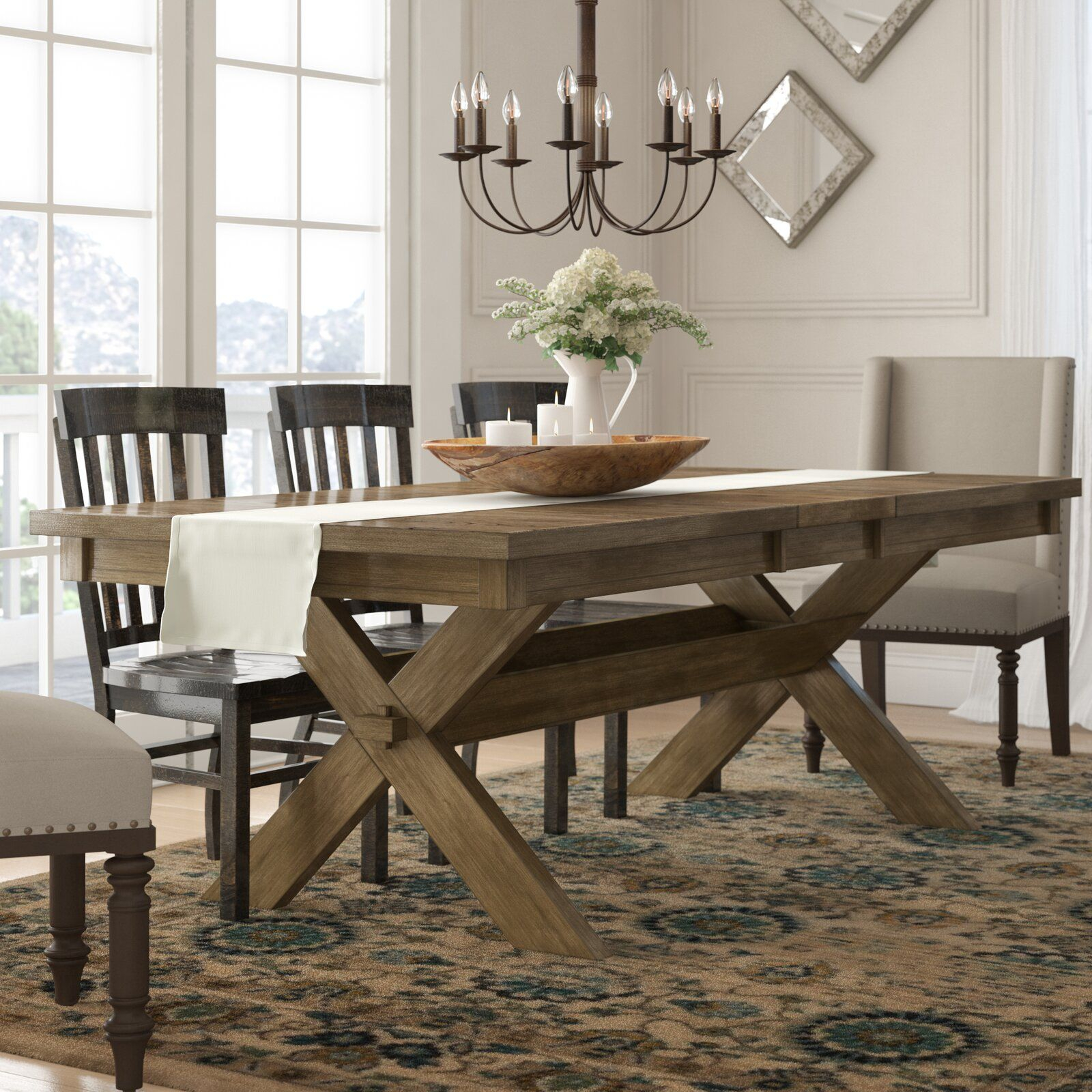 Gracie Oaks Poe Cross Buck Extendable Dining Table In 2020 throughout sizing 1600 X 1600