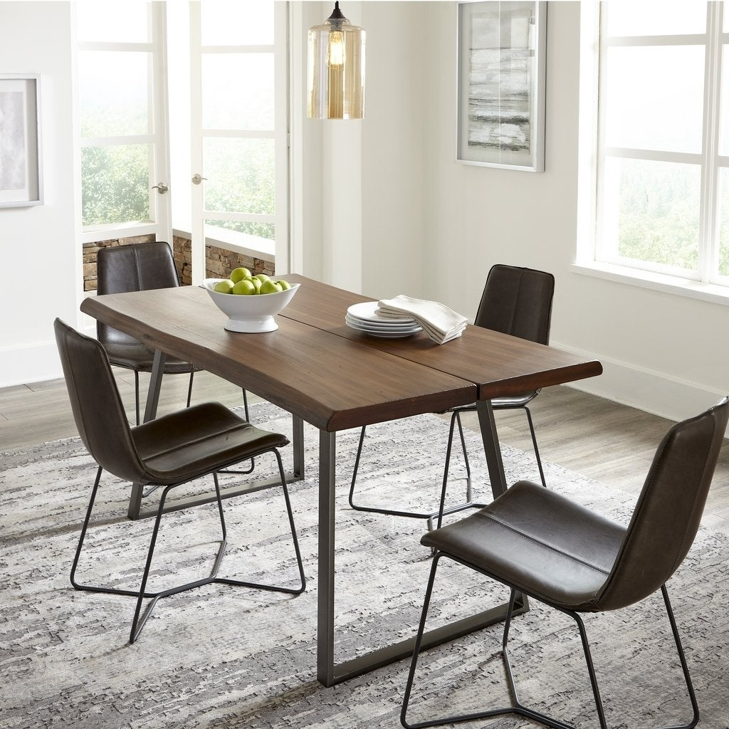 Grain Wood Furniture Live Edge Industrial Dining Table Light Oak 63x36x30 in dimensions 1024 X 1024