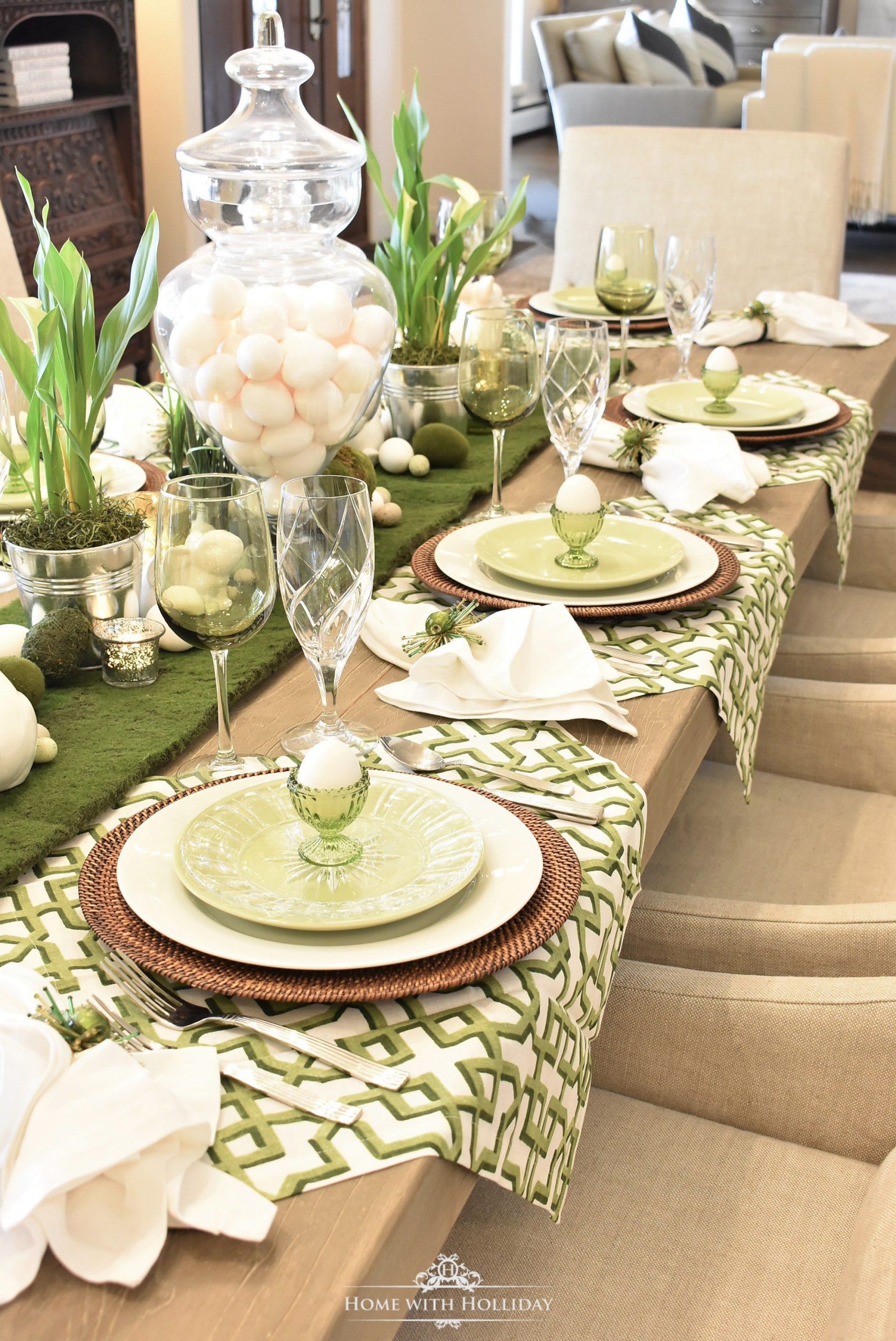 Green And White Easter Table Setting Easter Table Settings for proportions 2000 X 2992