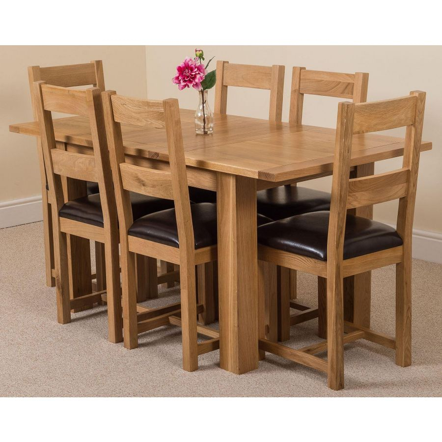 Hampton Small Oak Extending Dining Table With 6 Lincoln Oak Chairs in size 900 X 900