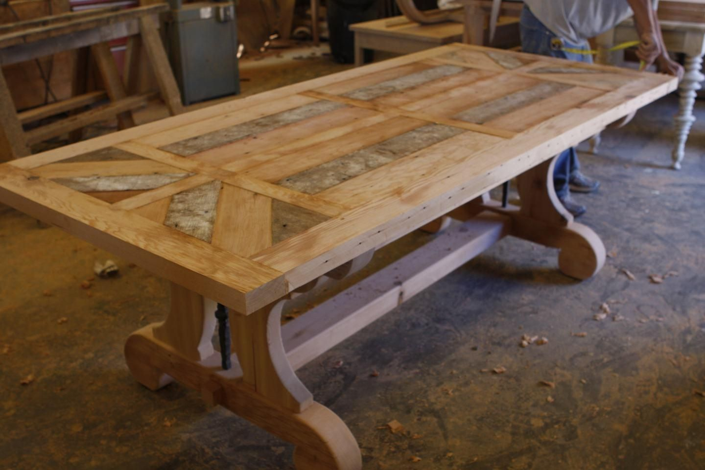 Hand Crafted Custom Trestle Dining Table With Leaf throughout measurements 1440 X 960