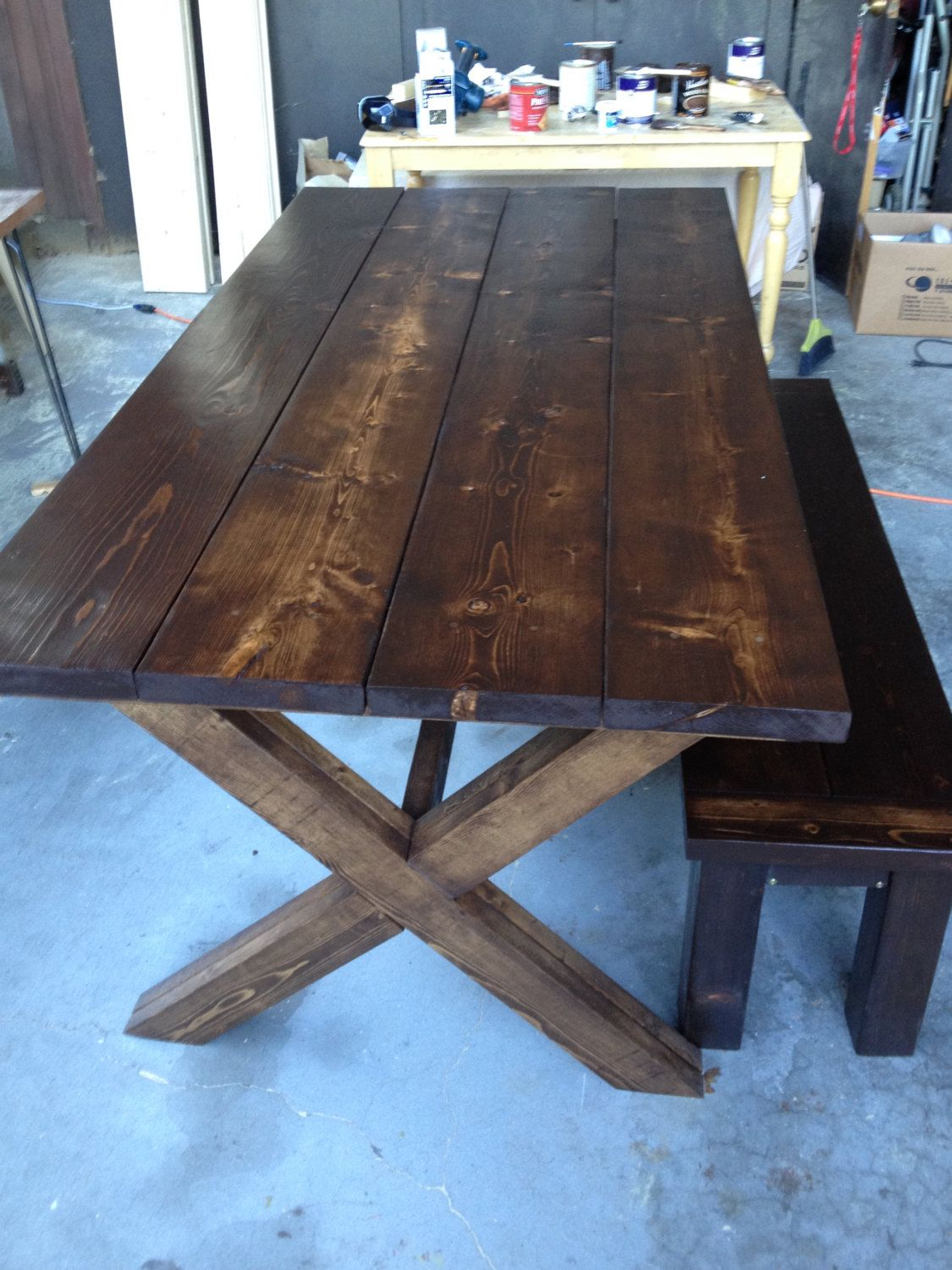 Hand Made Farmhouse Table With Cross X Legs Farmhouse throughout size 1125 X 1500
