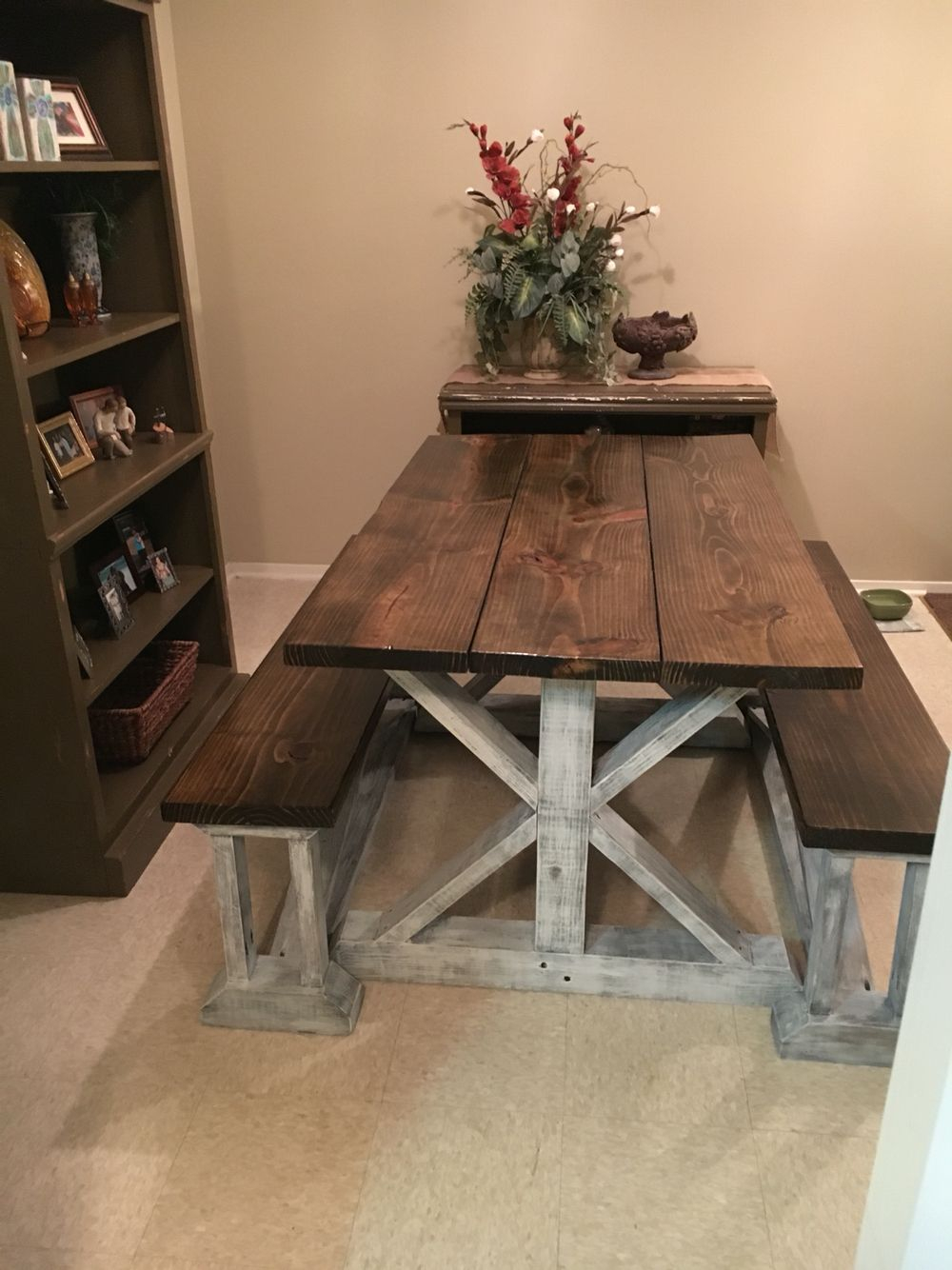 Handmade Farmhouse Table With Benches Handmade Furniture regarding dimensions 1000 X 1334