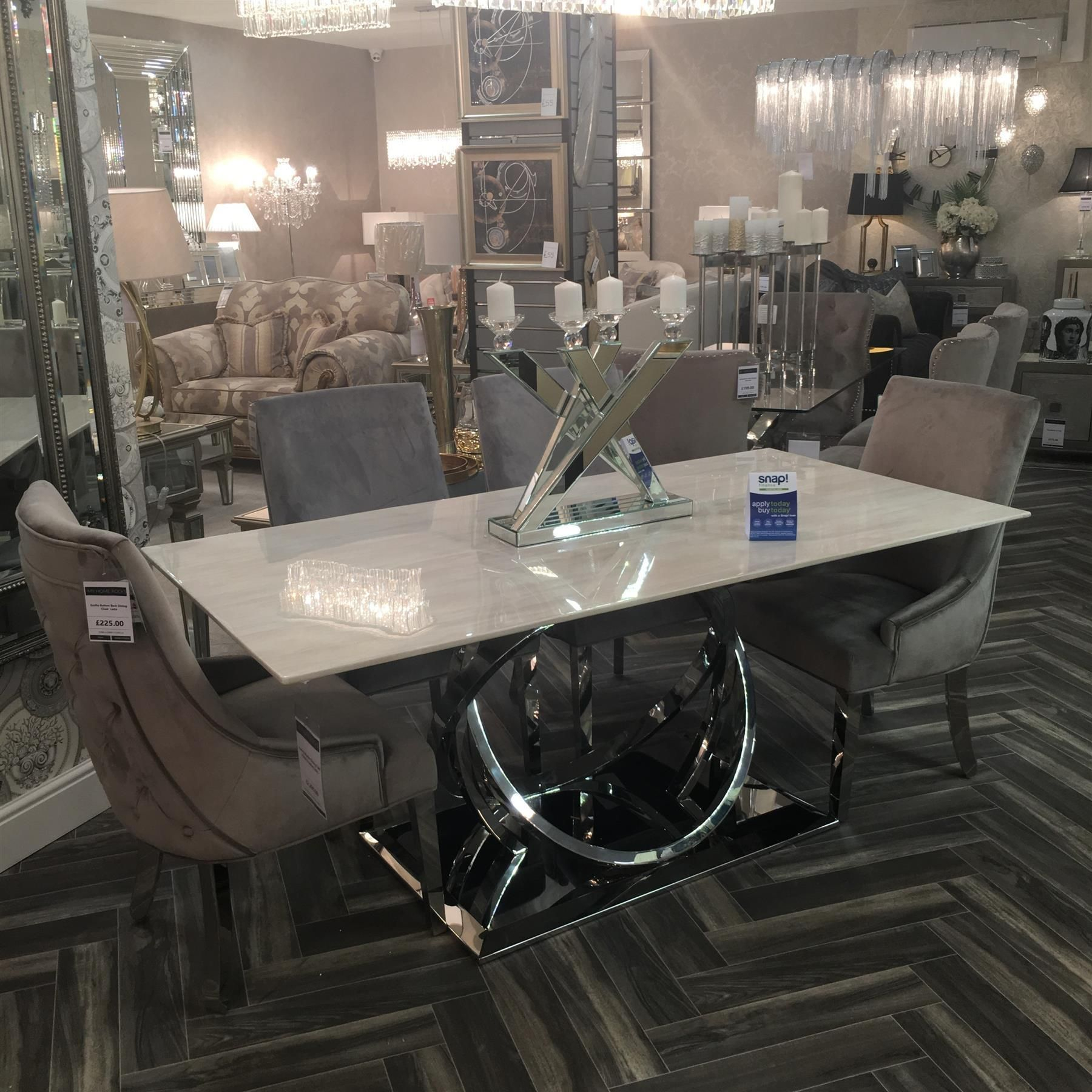 Harley Marble Dining Table And 6 Latte Emilla Chairs in measurements 1800 X 1800