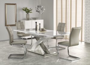 Harmony White And Grey Glass Extending Dining Table 160 220cm in dimensions 4886 X 3557