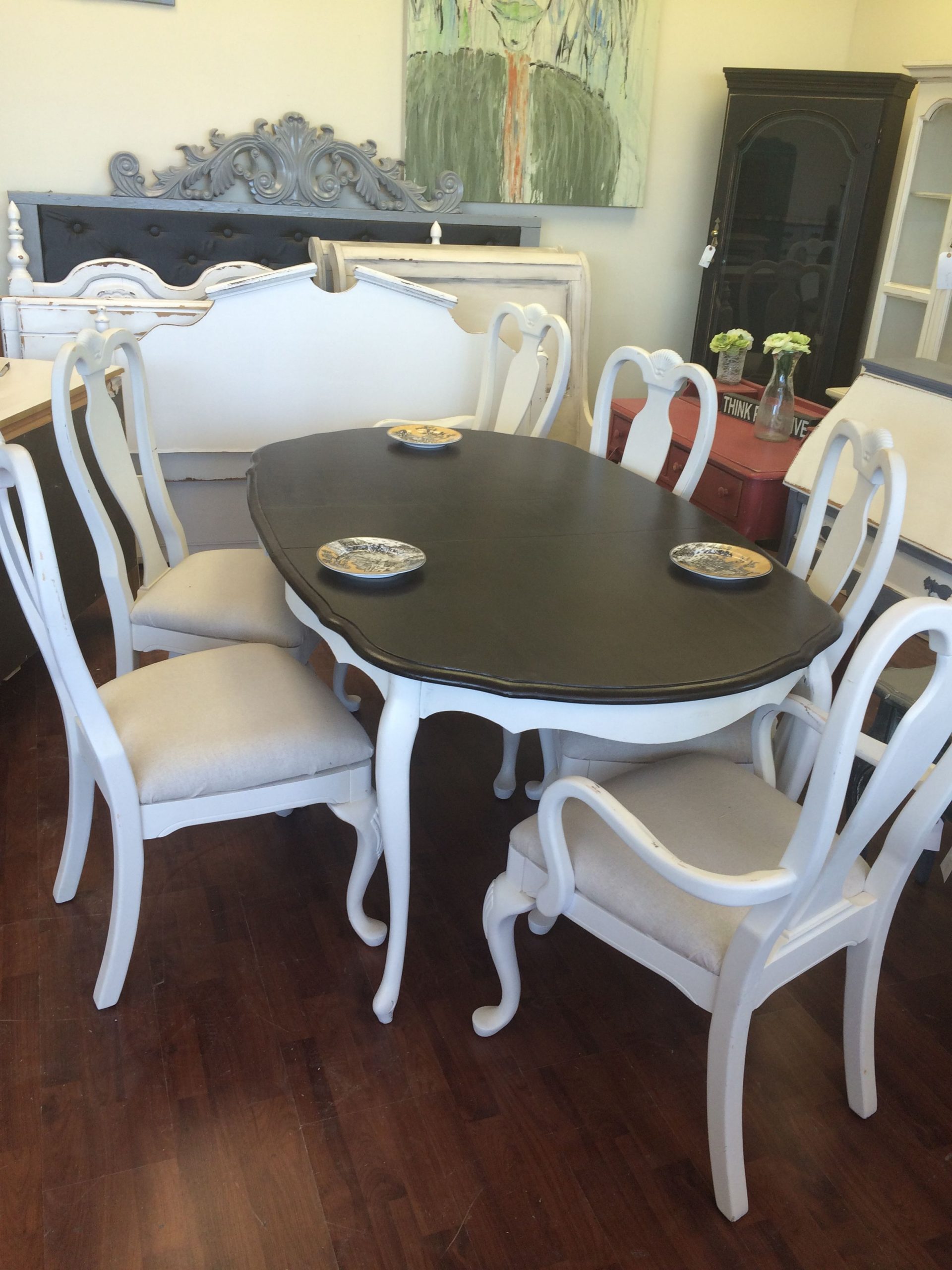 Here Is A Queen Anne Table And Six Chairs That I Painted A pertaining to sizing 2448 X 3264