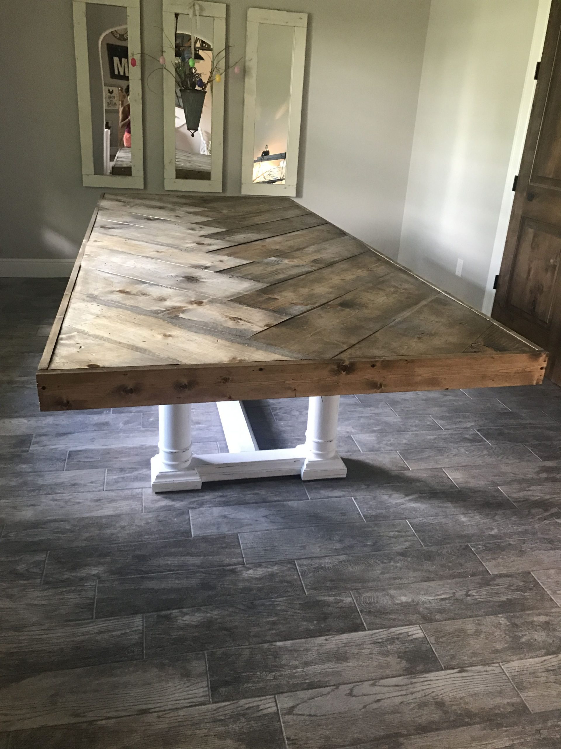 Herringbone Table Top Diy Dining Room Table Diy Dining regarding size 3024 X 4032