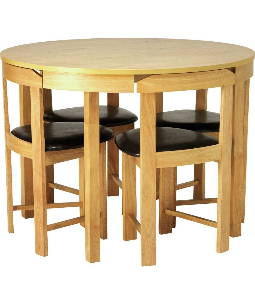 Home Alena Circular Solid Wood Table 4 Chairs Oak In for measurements 840 X 1000