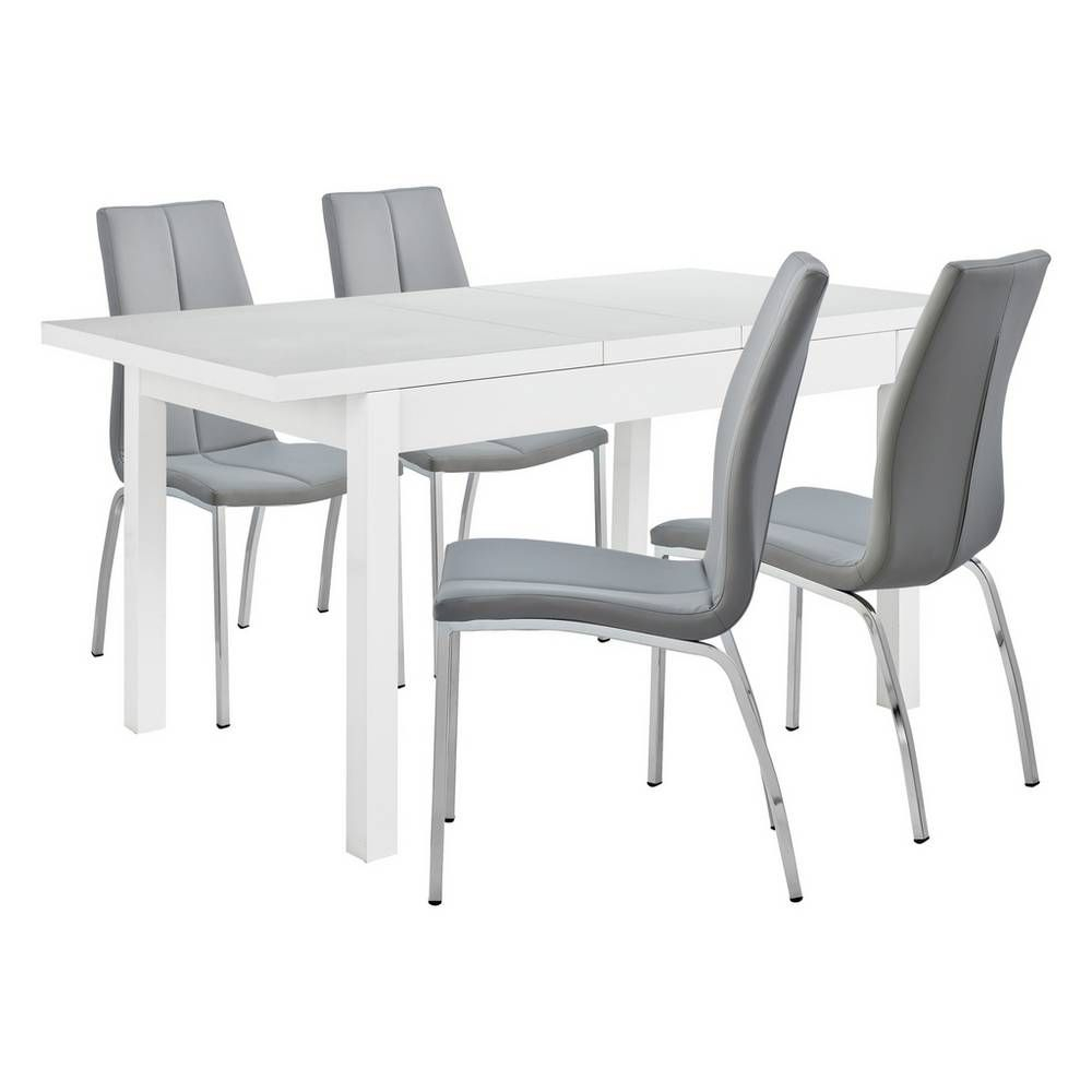 Home Lyssa Ext Dining Table 4 Milo Chairs Grey In 2019 within proportions 1000 X 1000