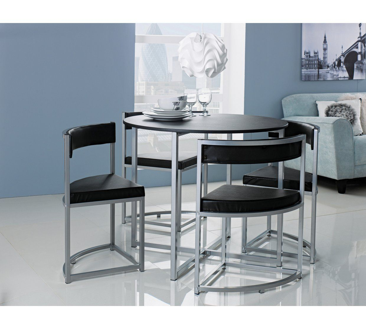 Home Milan Space Saver Table 4 Chairs Black Space in sizing 1240 X 1116