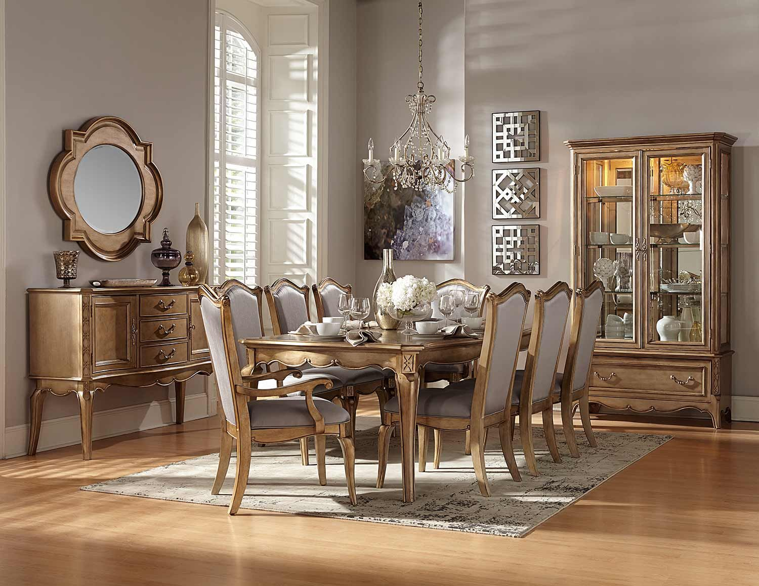 Homelegance Chambord Dining Set Antique Gold In 2020 inside sizing 1500 X 1159