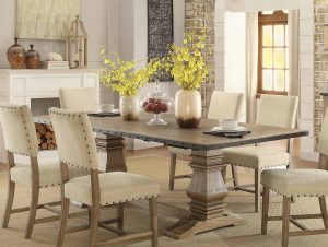 Homelegance Veltry Double Pedestal Rectangular Dining Table With Leaf Weathered Finish inside sizing 1500 X 1128