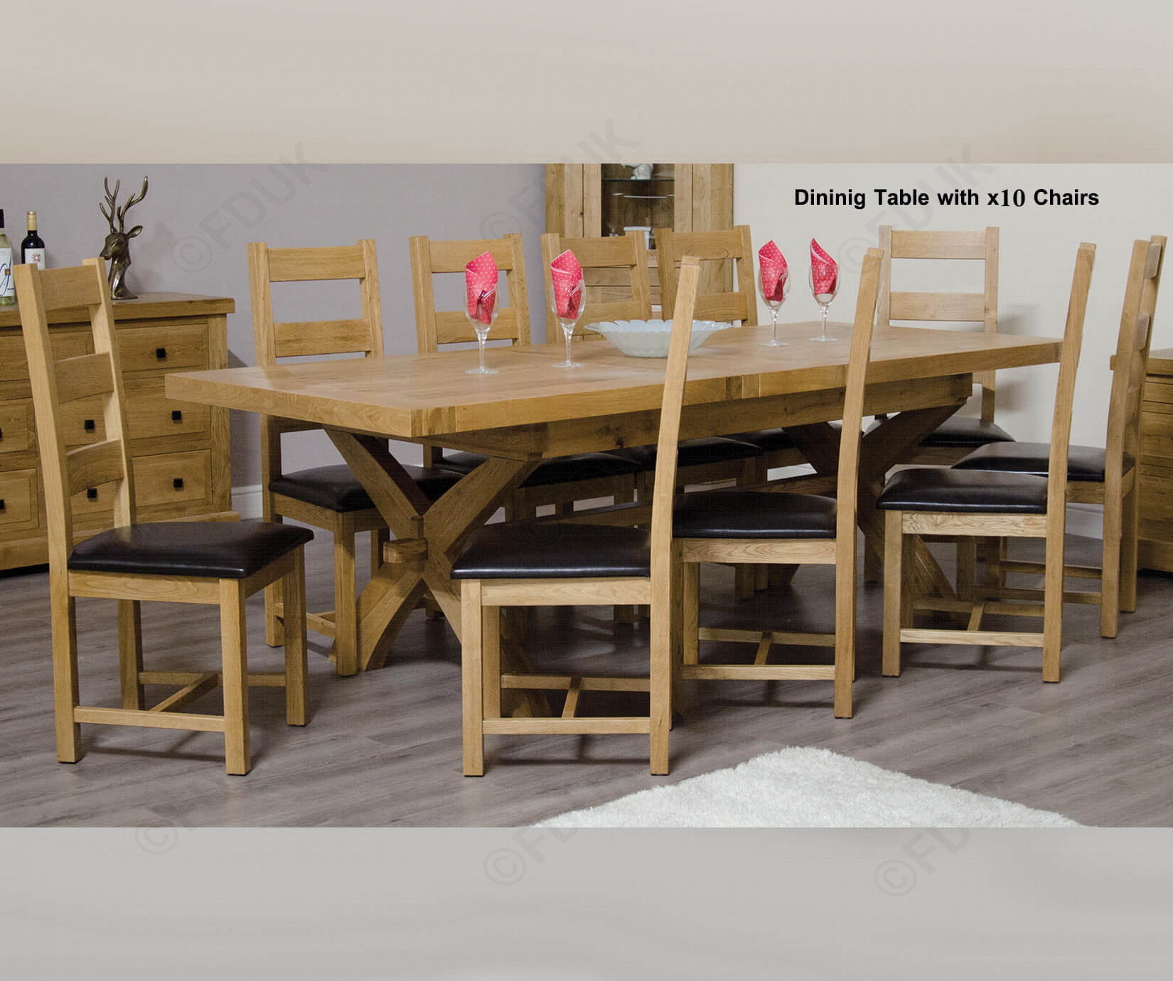 Homestyle Gb Deluxe Oak Dining Set 200cm 280cm Rectangular Extending With 10 Chairs pertaining to sizing 1650 X 1380