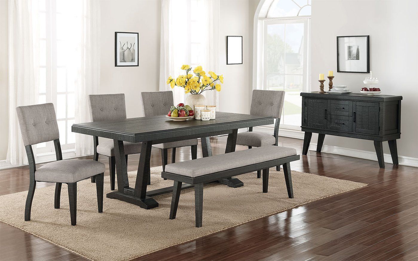 Imari 7 Piece Dining Room Set Black And Grey Black throughout proportions 1399 X 875