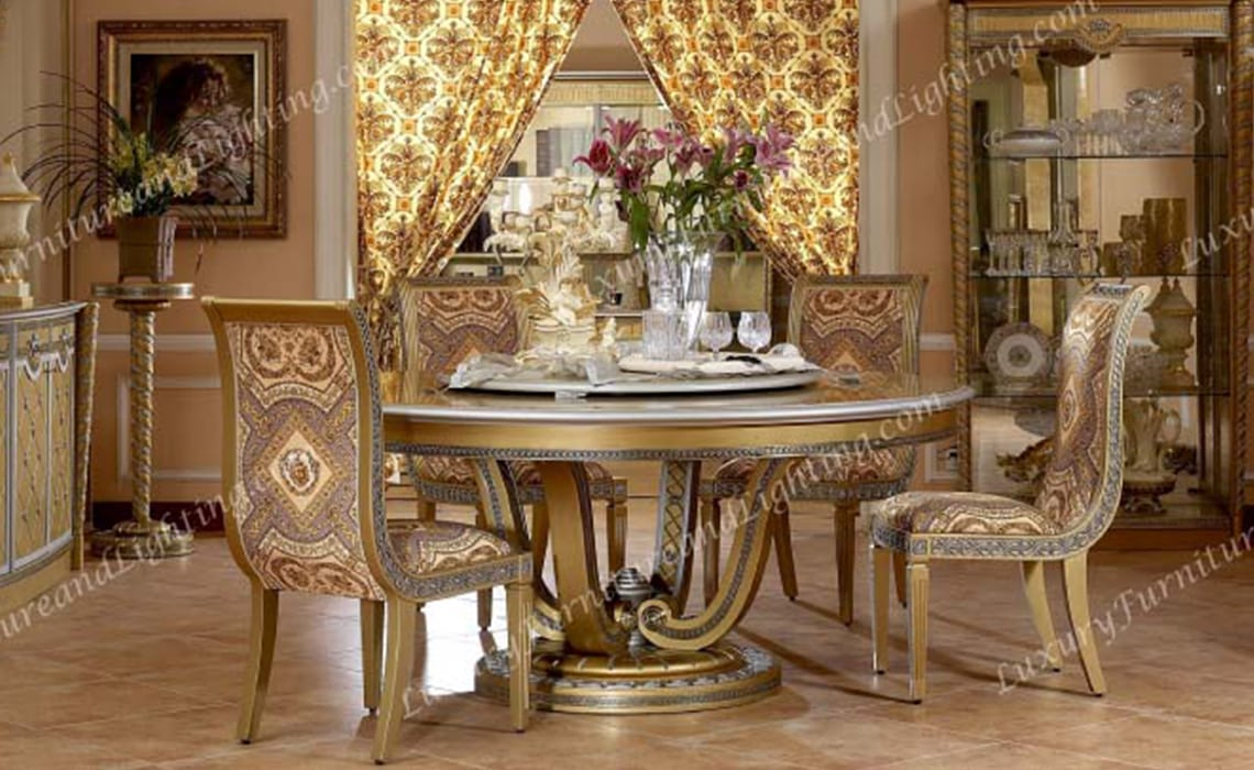 Italian Furniture Zeus Gold Round Table Italian Dining for proportions 1140 X 700
