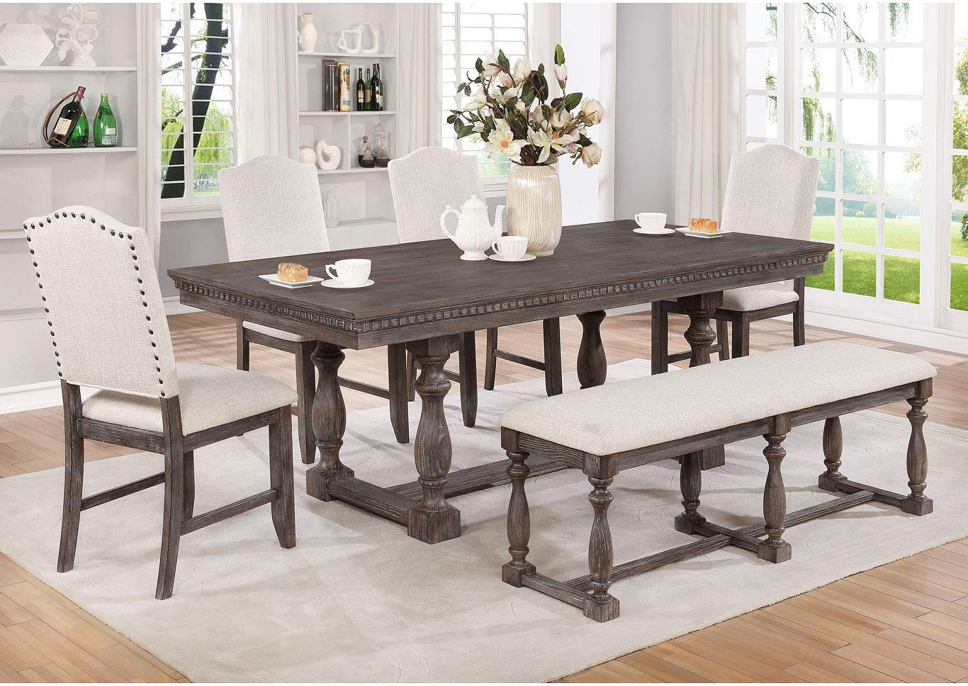 Ivan Smith Regent Brown Formal Dining Set W 4 Chairs Bench pertaining to size 1366 X 968